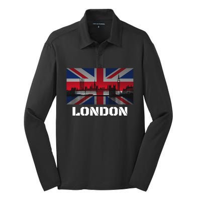 Souvenir London Gift City Vintage Uk Flag British Hoody Silk Touch Performance Long Sleeve Polo