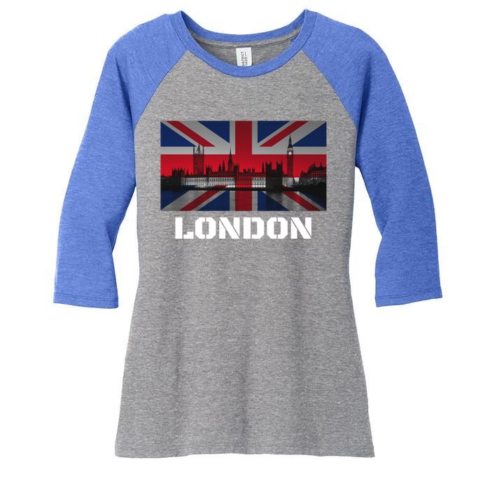 Souvenir London Gift City Vintage Uk Flag British Hoody Women's Tri-Blend 3/4-Sleeve Raglan Shirt