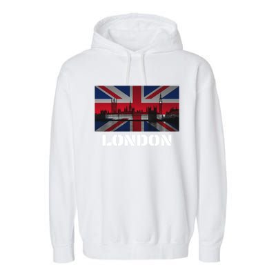 Souvenir London Gift City Vintage Uk Flag British Hoody Garment-Dyed Fleece Hoodie