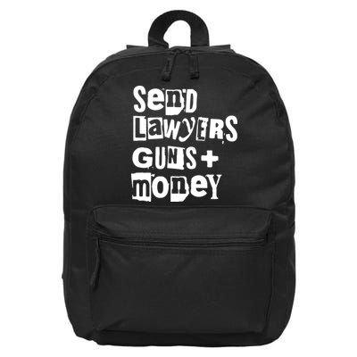 Send Lawyers Guns And Money 16 in Basic Backpack