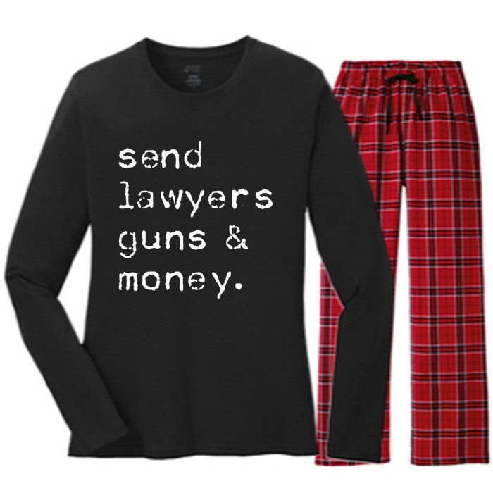 Send Lawyers Guns And Money Funny Meme Outlaw Friends Legal Women's Long Sleeve Flannel Pajama Set 