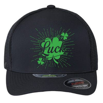 Shamrock Luck Green St Patricks Day Flexfit Unipanel Trucker Cap