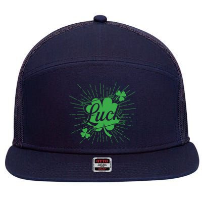 Shamrock Luck Green St Patricks Day 7 Panel Mesh Trucker Snapback Hat