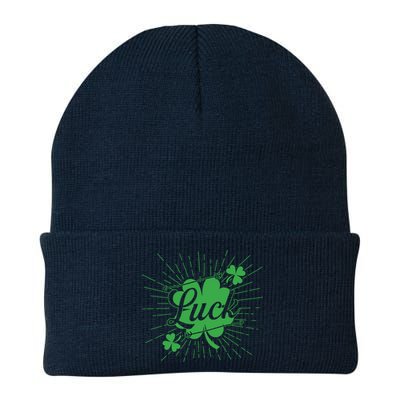 Shamrock Luck Green St Patricks Day Knit Cap Winter Beanie