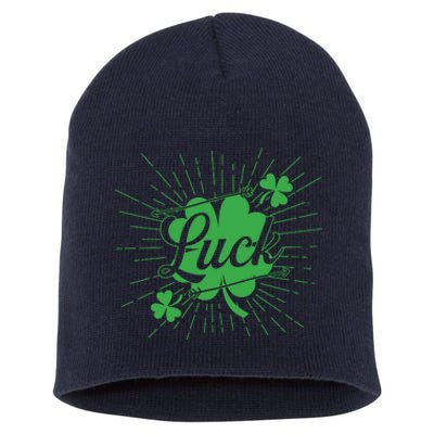 Shamrock Luck Green St Patricks Day Short Acrylic Beanie