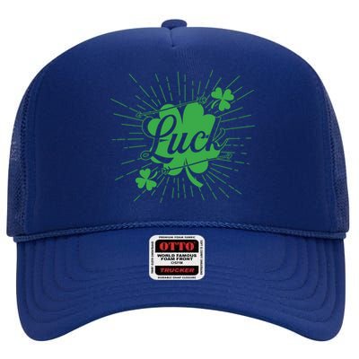 Shamrock Luck Green St Patricks Day High Crown Mesh Back Trucker Hat