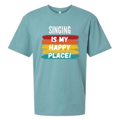 Singing Lover Gifts Singing Is My Happy Place Sueded Cloud Jersey T-Shirt