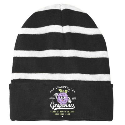 San Leandro Grapevines California Vintage Defunct Baseball Teams Striped Beanie with Solid Band