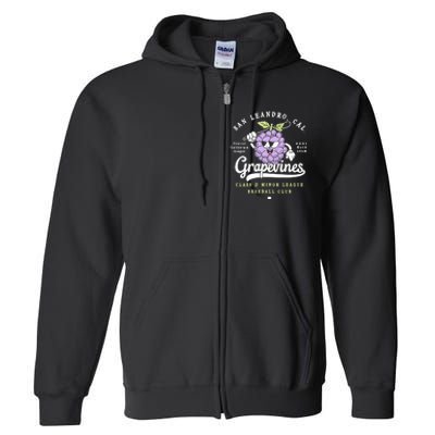 San Leandro Grapevines California Vintage Defunct Baseball Teams Full Zip Hoodie