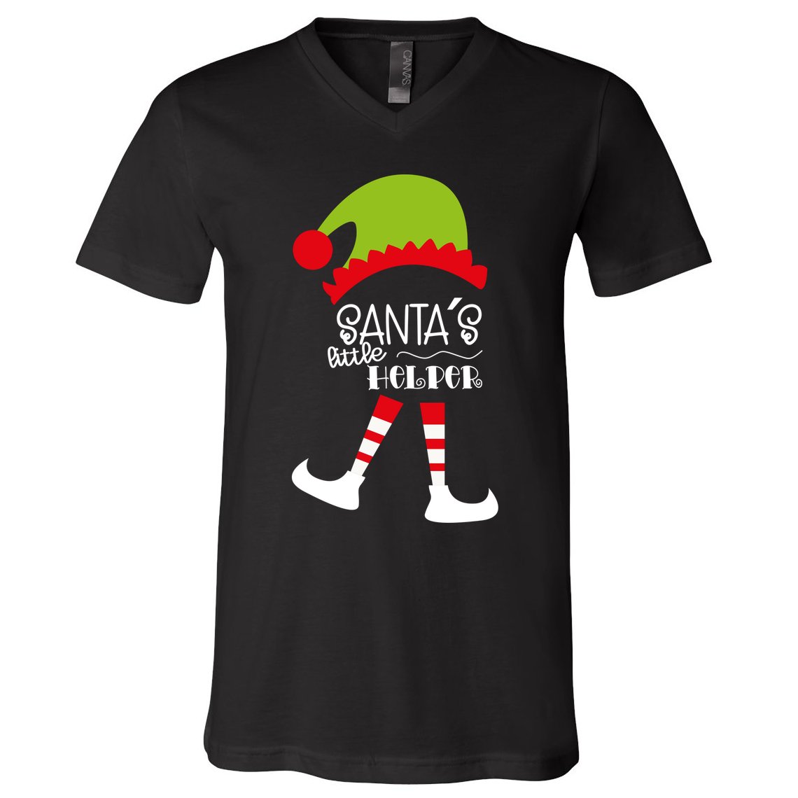 Santas Little Helper Elf Holiday V-Neck T-Shirt