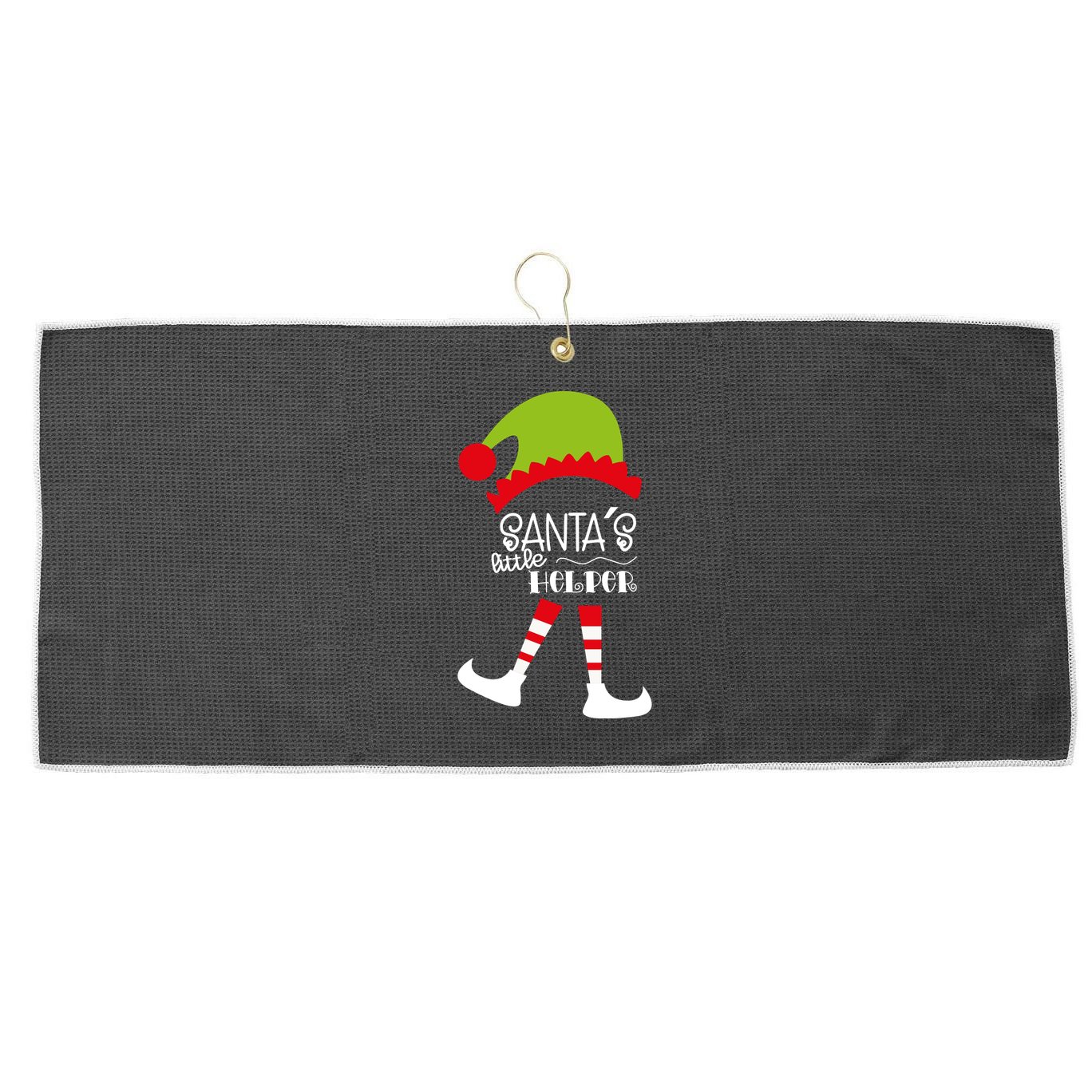 Santas Little Helper Elf Holiday Large Microfiber Waffle Golf Towel