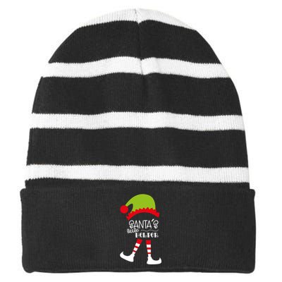 Santas Little Helper Elf Holiday Striped Beanie with Solid Band