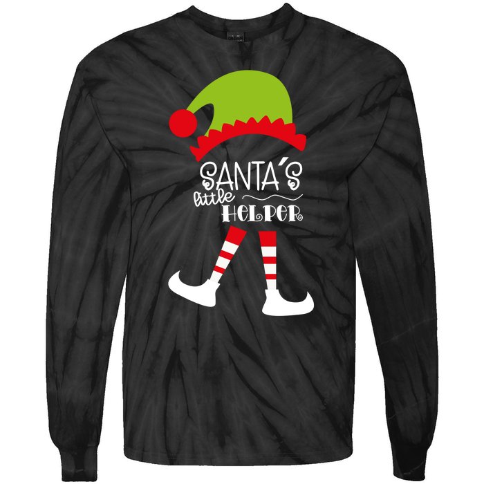 Santas Little Helper Elf Holiday Tie-Dye Long Sleeve Shirt