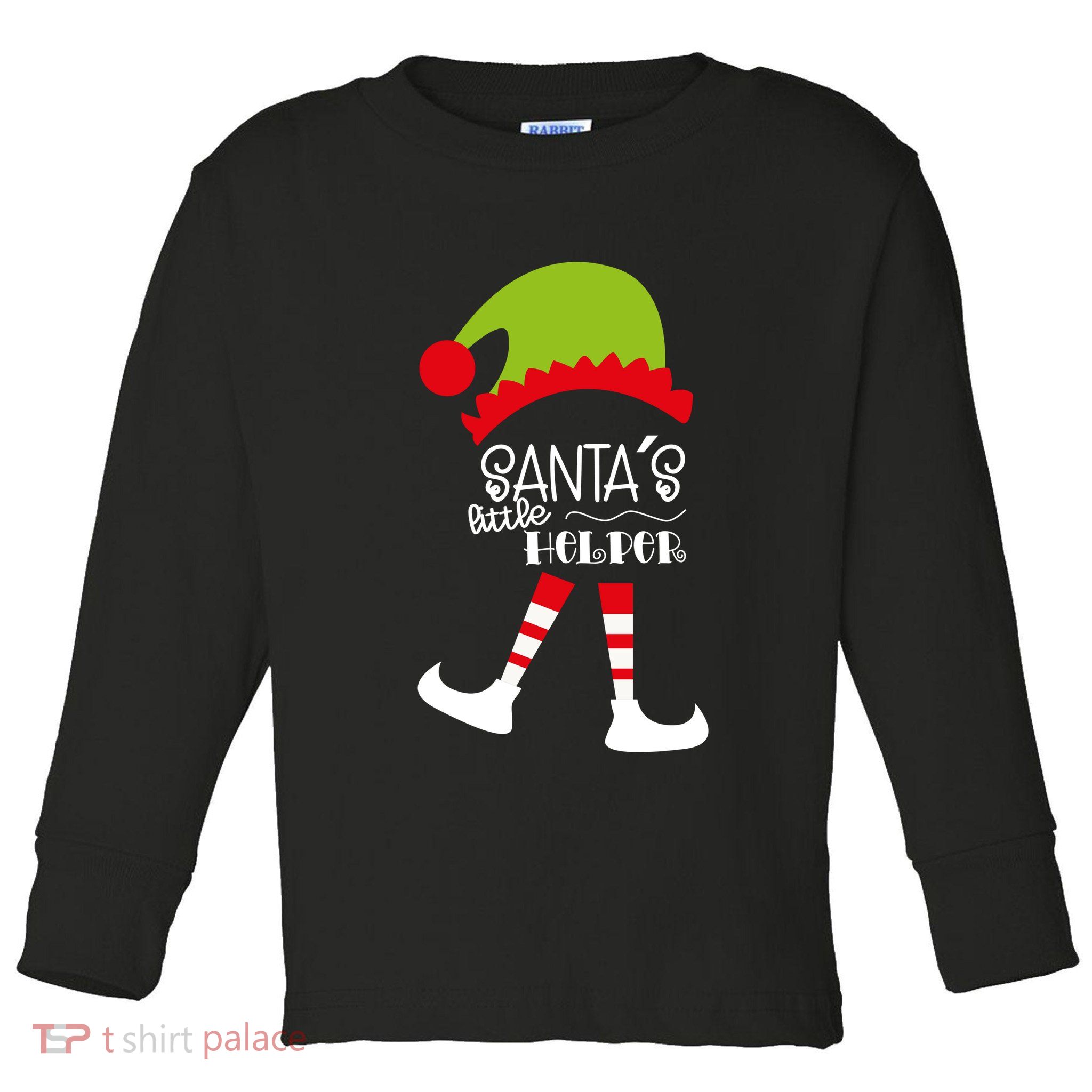 Santas Little Helper Elf Holiday Toddler Long Sleeve Shirt