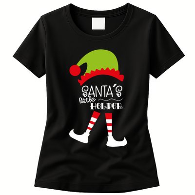 Santas Little Helper Elf Holiday Womens T-Shirt