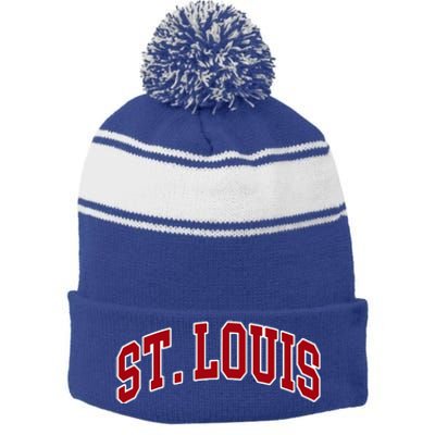 St. Louis Hometown Pride Throwback Design Stripe Pom Pom Beanie