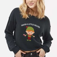Santa's Little Helper Cropped Pullover Crew