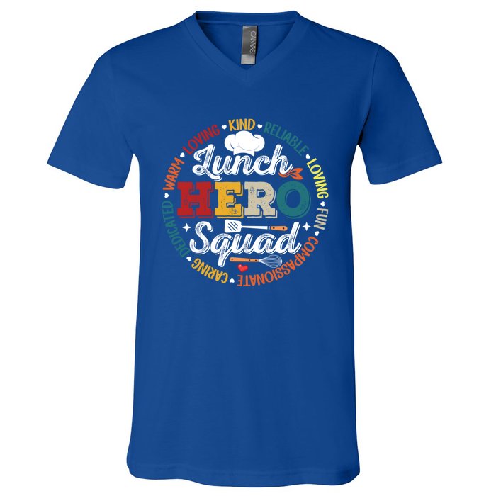 School Lunch Hero Squad Funny Cafeteria Workers Retro Cool Gift V-Neck T-Shirt