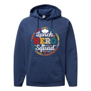 School Lunch Hero Squad Funny Cafeteria Workers Retro Cool Gift Performance Fleece Hoodie