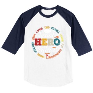 School Lunch Hero Squad Funny Cafeteria Workers Retro Cool Gift Baseball Sleeve Shirt