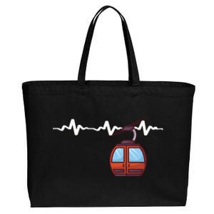 Ski Lift Heartbeat Design Skier Skiing Gift Cotton Canvas Jumbo Tote