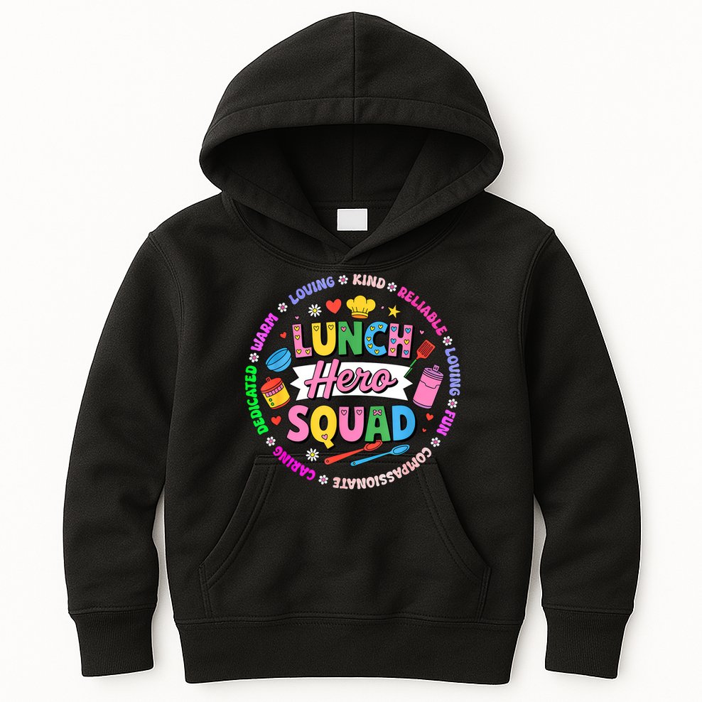 School Lunch Hero Squad Kids Hoodie