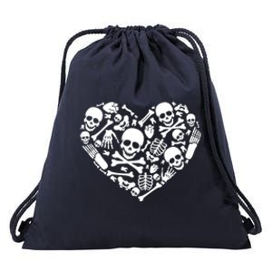 Skeleton Love Heart Lovers Drawstring Bag