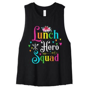 School Lunch Hero Squad Funny Cafeteria Workers Gifts Women's Racerback Cropped Tank