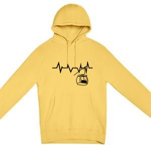 Ski Lift Heartbeat Design Skier Skiing Cute Gift Premium Pullover Hoodie