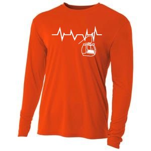 Ski Lift Heartbeat Design Skier Skiing Cute Gift Cooling Performance Long Sleeve Crew