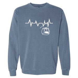 Ski Lift Heartbeat Design Skier Skiing Cute Gift Garment-Dyed Sweatshirt