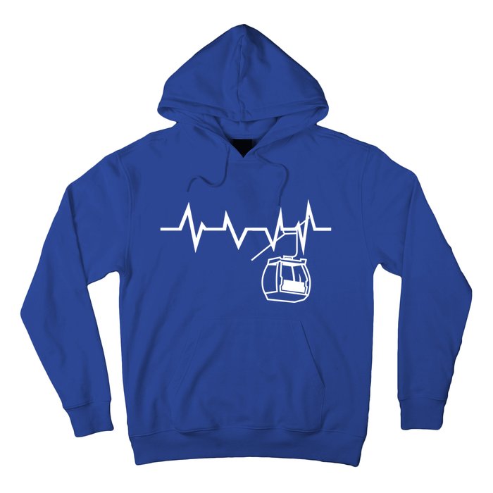 Ski Lift Heartbeat Design Skier Skiing Cute Gift Hoodie