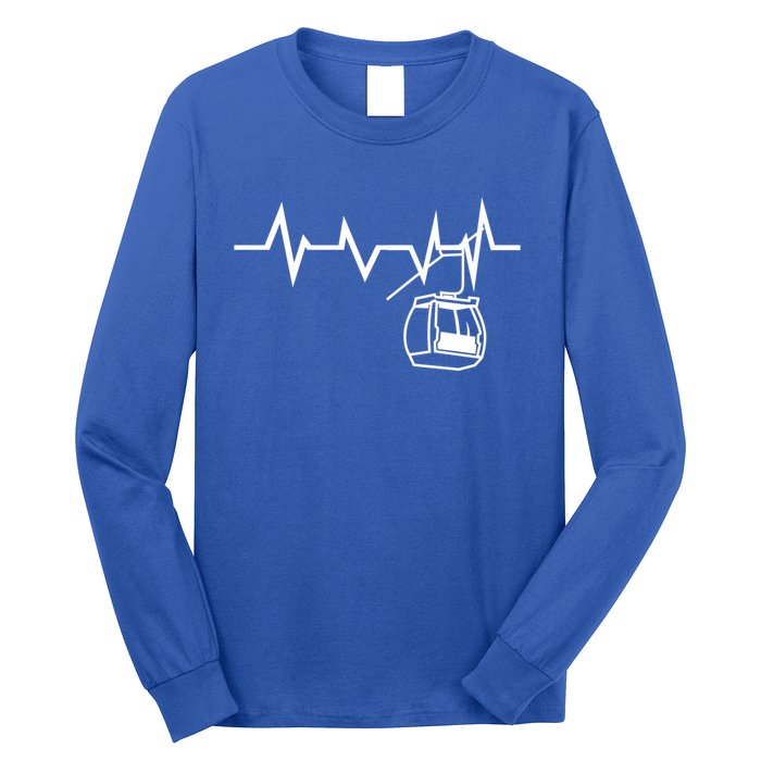 Ski Lift Heartbeat Design Skier Skiing Cute Gift Long Sleeve Shirt