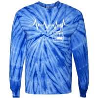 Ski Lift Heartbeat Design Skier Skiing Cute Gift Tie-Dye Long Sleeve Shirt