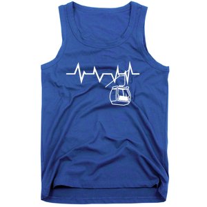 Ski Lift Heartbeat Design Skier Skiing Cute Gift Tank Top