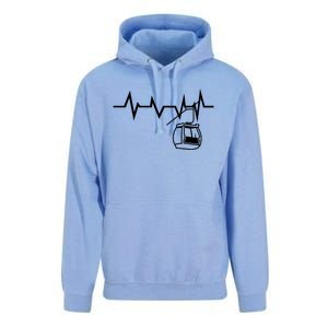 Ski Lift Heartbeat Design Skier Skiing Cute Gift Unisex Surf Hoodie