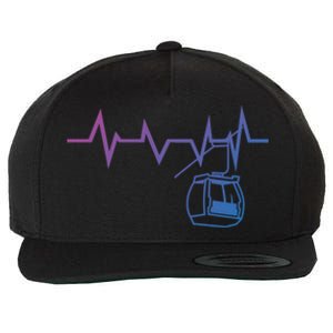 Ski Lift Heartbeat Design Skier Skiing Gift Wool Snapback Cap