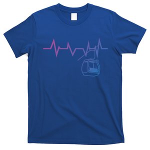 Ski Lift Heartbeat Design Skier Skiing Gift T-Shirt