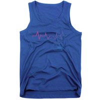 Ski Lift Heartbeat Design Skier Skiing Gift Tank Top