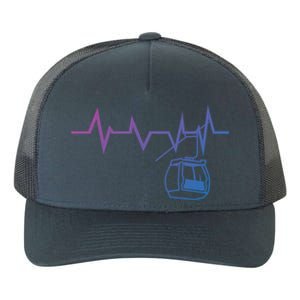 Ski Lift Heartbeat Design Skier Skiing Gift Yupoong Adult 5-Panel Trucker Hat