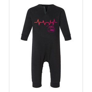 Ski Lift Heartbeat Design Skier Skiing Gift Infant Fleece One Piece