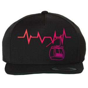 Ski Lift Heartbeat Design Skier Skiing Gift Wool Snapback Cap