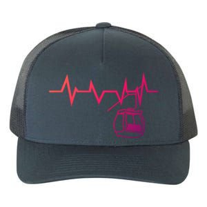 Ski Lift Heartbeat Design Skier Skiing Gift Yupoong Adult 5-Panel Trucker Hat