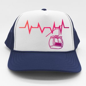 Ski Lift Heartbeat Design Skier Skiing Gift Trucker Hat