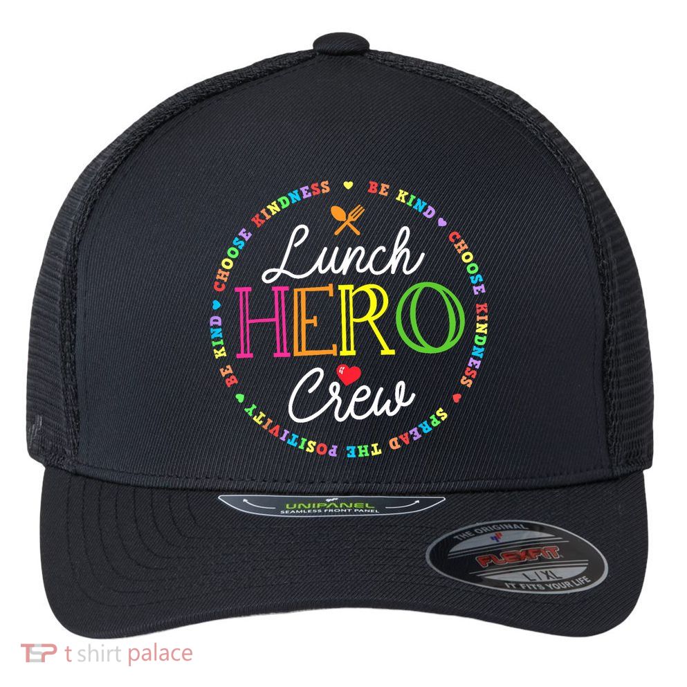 School Lunch Hero Squad Funny Cafeteria Workers Crew Lady Flexfit Unipanel Trucker Cap