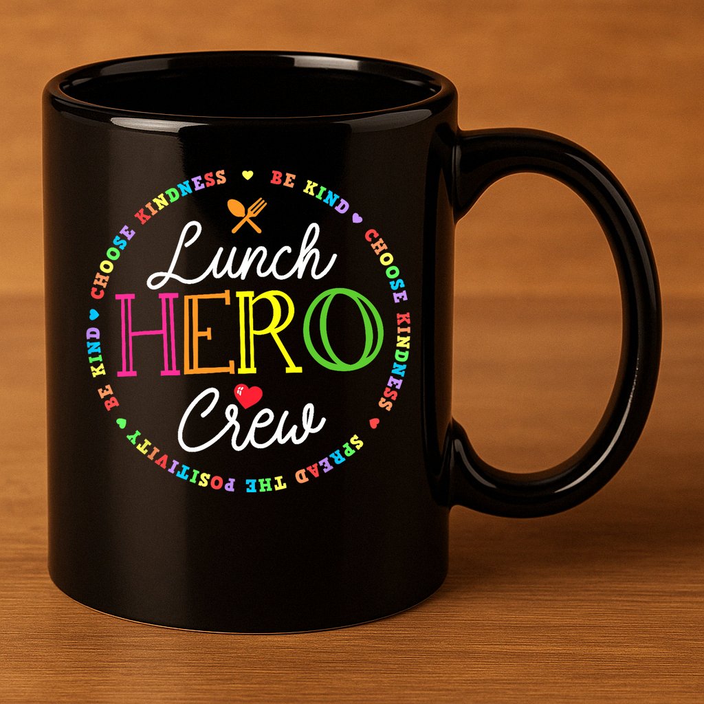 School Lunch Hero Squad Funny Cafeteria Workers Crew Lady 11oz C Handle Ceramic Mug