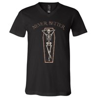 Spooktacular Lazy Halloween Costume Never Better Coffin V-Neck T-Shirt