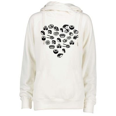 Sushi Love Heart For Sushi Fans And Sushi Lovers Gift Womens Funnel Neck Pullover Hood