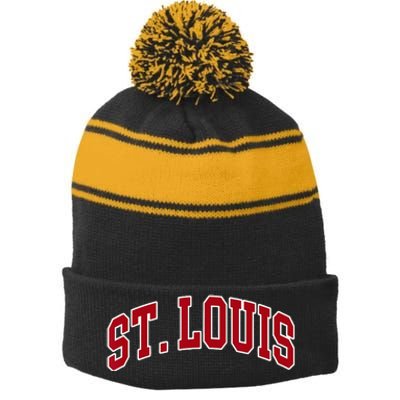 St. Louis Hometown Pride Throwback Design Stripe Pom Pom Beanie