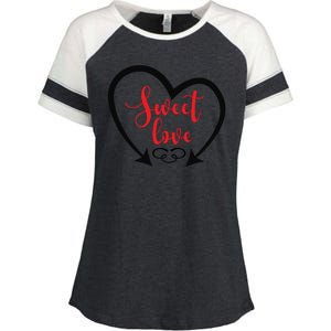 Sweet Love Heart Cute Valentines Day Enza Ladies Jersey Colorblock Tee